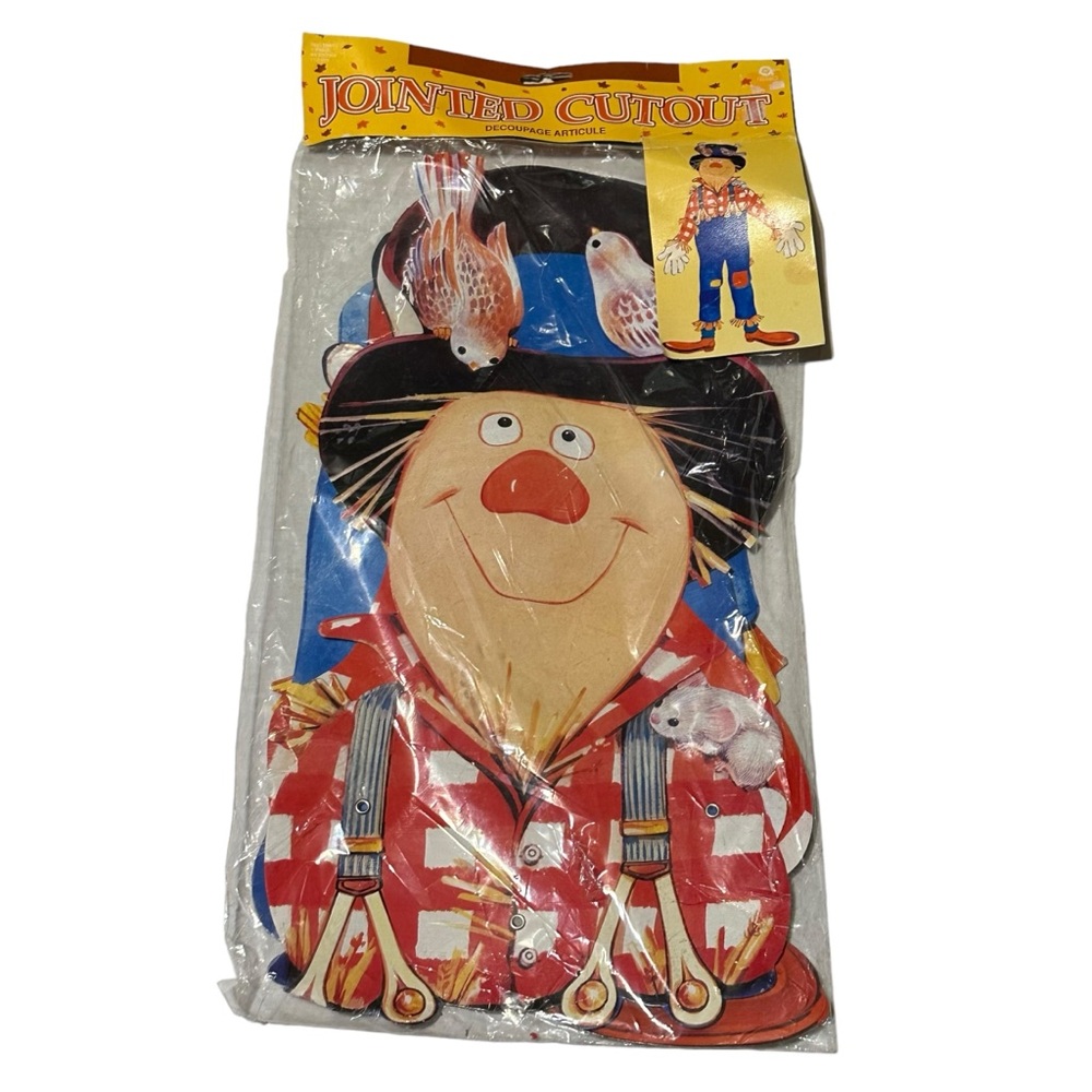 Amscan Jointed Die Cut Diecut Cardboard Scarecrow Fall Harvest Vintage 45"